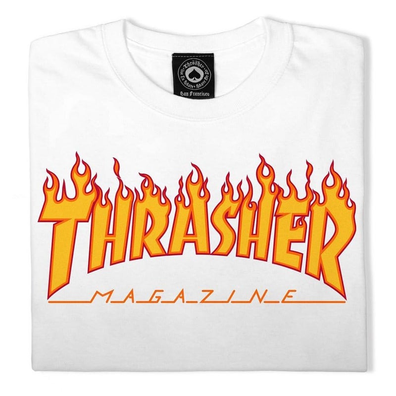 Thrasher Flame Logo T-Shirt White Large - Image 2